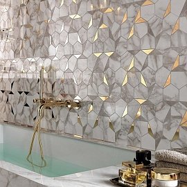 MARVEL EDGE Gold Hex Gris-Calacatta