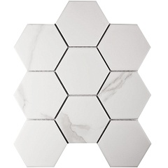 Hexagon big Carrara Matt 29.5 25.6